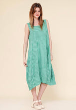 Load image into Gallery viewer, Colette Italian Made Linen Sleeveless Pinstripe Maxi Dress ~ Bottle Green
