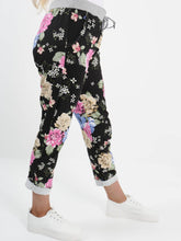 Load image into Gallery viewer, Italian Stretch Cotton Trousers ~ Night Flowers
