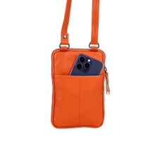 Load image into Gallery viewer, Greenwood Leather Gail Compact Crossbody Bag ~ Orange
