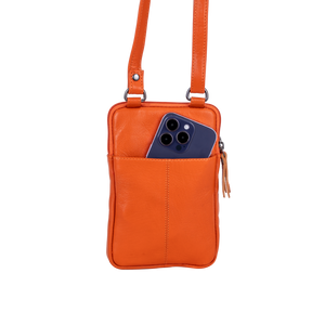 Greenwood Leather Gail Compact Crossbody Bag ~ Orange