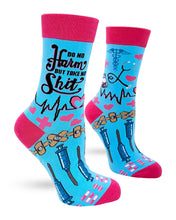 Load image into Gallery viewer, Do No Harm But Take No Shit ~ Ladies Crew Socks by Fazdaz
