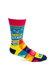 Load image into Gallery viewer, Educational Rock Star ~ Mens Crew Socks by Fazdaz
