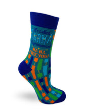 Load image into Gallery viewer, It's Called Karma it's Pronounced Haha F*** You ~ Ladies Crew Socks by Fazdaz
