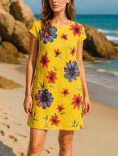 Load image into Gallery viewer, Colette Italian Made Linen Slim Fit Dress ~ Flora White
