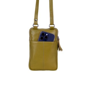 Greenwood Leather Gail Compact Crossbody Bag ~ Lime