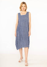 Load image into Gallery viewer, Colette Italian Made Linen Sleeveless Pinstripe Maxi Dress ~ Bottle Green
