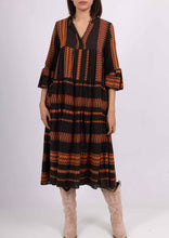 Load image into Gallery viewer, Colette Cotton Stripe Dress ~ Brown/Rust
