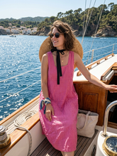 Load image into Gallery viewer, Colette Italian Made Linen Sleeveless Pinstripe Maxi Dress ~ Bottle Green
