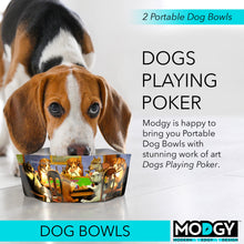 Load image into Gallery viewer, Modgy Portable Dog Bowl ~ Dogs Playing Poker
