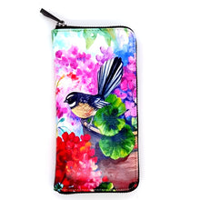 Load image into Gallery viewer, Long Wallet ~ Piwakawaka (Fantail) on Garden Pot
