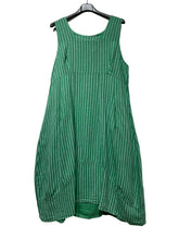 Load image into Gallery viewer, Colette Italian Made Linen Sleeveless Pinstripe Maxi Dress ~ Bottle Green
