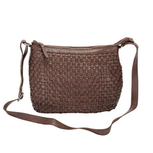 Load image into Gallery viewer, Greenwood Leather Winslow Vintage Woven Shoulder Bag ~ Brown
