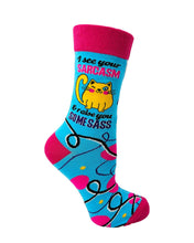 Load image into Gallery viewer, I See Your Sarcasm &amp; Raise You Some Sass ~ Ladies&#39; Crew Socks by FabDaz
