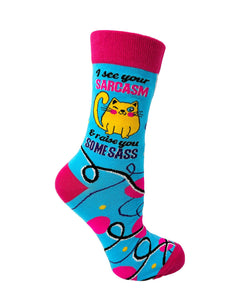 I See Your Sarcasm & Raise You Some Sass ~ Ladies' Crew Socks by FabDaz