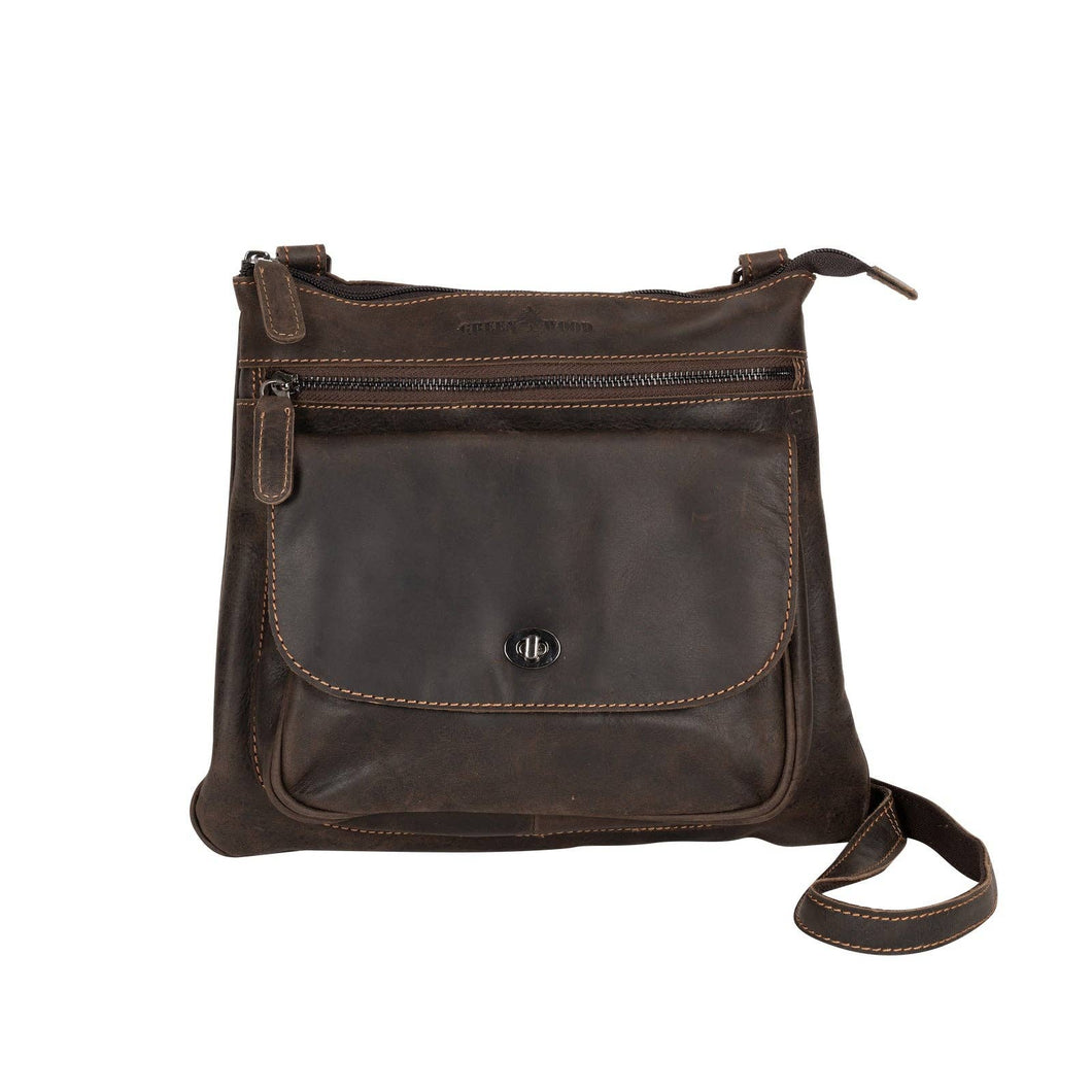 Greenwood Leather Rotorua Cross Body Bag ~ Chocolate