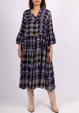 Load image into Gallery viewer, Colette Cotton Check Dress ~ Black/Purple
