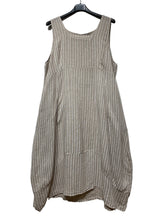 Load image into Gallery viewer, Colette Italian Made Linen Sleeveless Pinstripe Maxi Dress ~ Bottle Green
