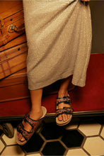 Load image into Gallery viewer, Tooled Leather Falling Feather Sandals ~ Brown
