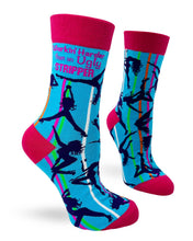 Load image into Gallery viewer, Workin' Harder Than an Ugly Stripper ~ Ladies Crew Socks by Fazdaz
