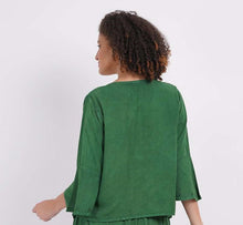 Load image into Gallery viewer, Embroidered 3/4 Sleeve Top in 100% Rayon ~ Green
