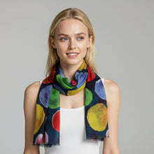 Load image into Gallery viewer, Midnight Polka ~ Cotton/Modal Wearable Art Scarf
