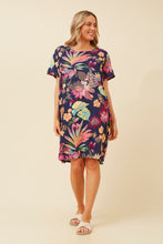 Load image into Gallery viewer, Caroline Morgan Cotton Pocket Foliage Dress ~ Navy
