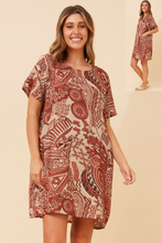 Load image into Gallery viewer, Caroline Morgan Viscose Print Aztec Dress ~ Rust
