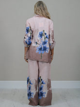 Load image into Gallery viewer, Italian Made Linen Jacket Blue Flower ~ Pink
