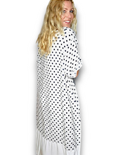 Load image into Gallery viewer, HELGA MAY Polka Dot Plain Hem White Linen Dress Sz 14-20
