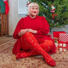 Load image into Gallery viewer, SNAG Christmas Opaque Tights ~ Bow To Me
