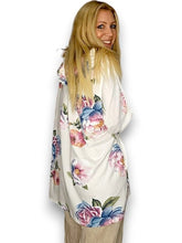 Load image into Gallery viewer, Italian Made Cotton Ombre Peony Hoodie by Helga May ~ White
