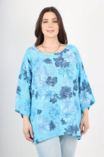 Load image into Gallery viewer, Italian Made Cotton Top ~ Daisy Turquoise Sz 8-18
