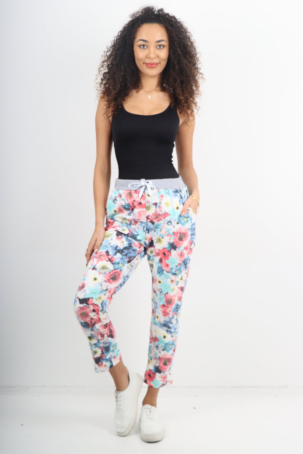 Italian Stretch Cotton Trousers ~ Flower Bomb ~ ONE SIZE