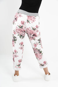 Italian Stretch Cotton Trousers ~ Dusky Rose Cream/Pink