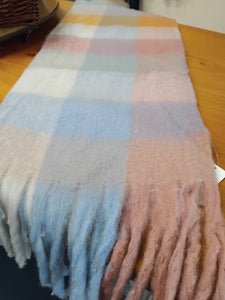 Winter Check Long Tassel Scarf ~ Fay