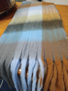 Winter Check Long Tassel Scarf ~ Barb