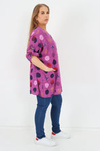 Load image into Gallery viewer, Italian Cotton Top w/Front Pockets Polka ~ Magenta Sz 14-22
