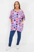 Load image into Gallery viewer, Italian Cotton Top w/Front Pockets Polka ~ Lilac Sz 14-22
