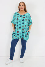 Load image into Gallery viewer, Italian Cotton Top w/Front Pockets Polka ~ Mint Sz 14-22
