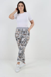 Italian Stretch Cotton Trousers ~ Autumn Paisley