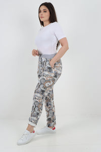 Italian Stretch Cotton Trousers ~ Autumn Paisley