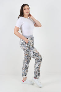 Italian Stretch Cotton Trousers ~ Autumn Paisley