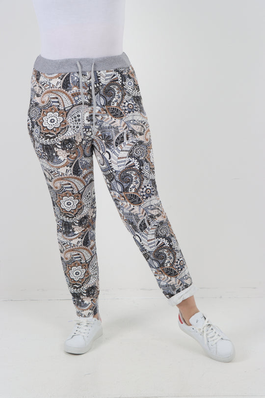 Italian Stretch Cotton Trousers ~ Autumn Paisley