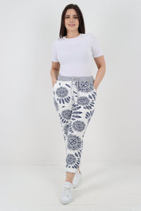 Italian Stretch Cotton Trousers ~ Navy Feather