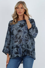 Load image into Gallery viewer, Italian Made Cotton Top ~ Circles Navy Sz 8-18
