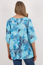 Load image into Gallery viewer, Italian Cotton Top Circles Print Turquoise Sz 8-18
