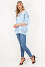 Load image into Gallery viewer, Italian Cotton Top Bloom Print Blue Sz 8-18
