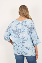 Load image into Gallery viewer, Italian Cotton Top Bloom Print Blue Sz 8-18
