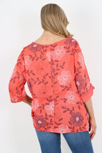 Load image into Gallery viewer, Italian Cotton Top Bloom Print Coral Sz 8-18
