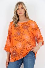 Load image into Gallery viewer, Italian Cotton Top Bloom Print Orange Sz 8-18
